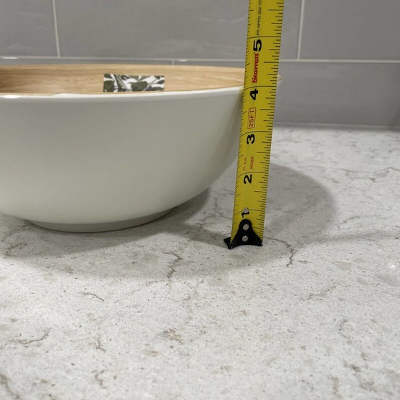 Tommy Bahama Wood Grain 11” Serve Serving Salad Pasta Bowl Natural Bamboo Look - Picture 4 of 5